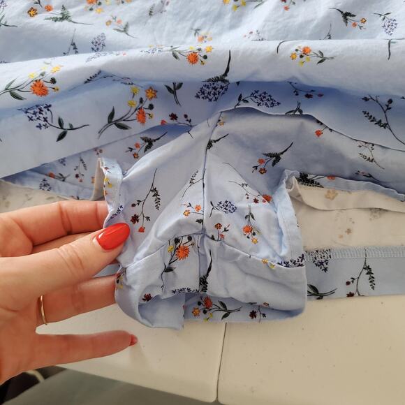 Hyacinth House Romper Womens XS Blue Puff Sleeve Floral Ruffle Cottagecore - Picture 4 of 9